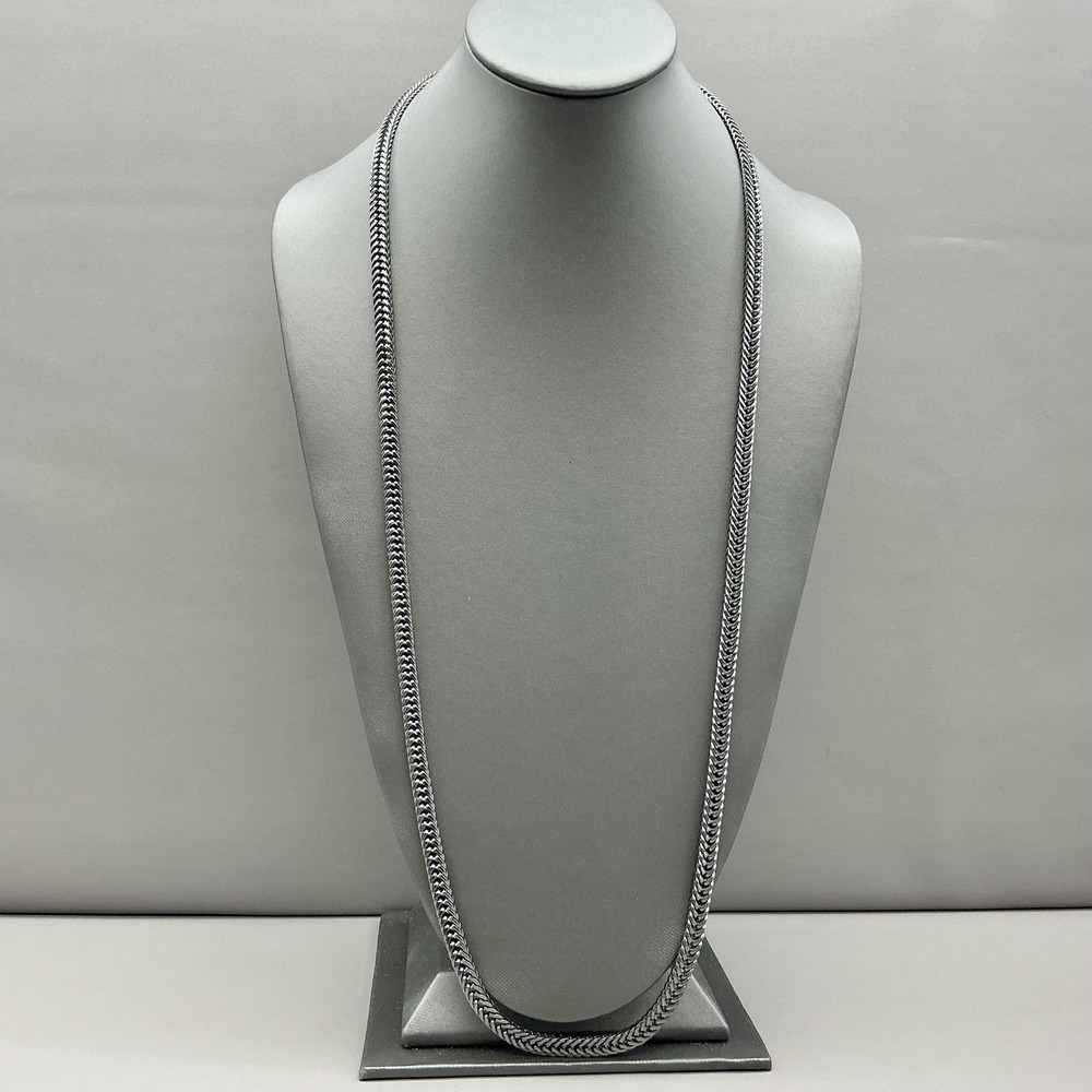 Necklace Braided Chain Silver Tone Chunky Statement Adjustable Lobster Clasp
